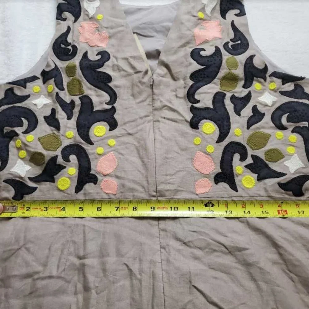 NEW 16 BANANA REPUBLIC HERITAGE COLLECTION EMBROIDERED SHIFT DRESS BOULDER LINEN - Picture 11 of 13